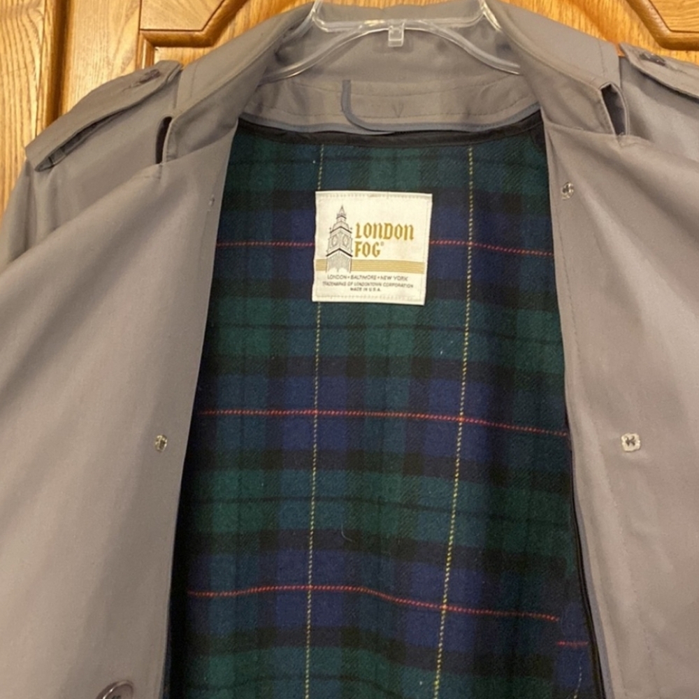 London Fog Grey Trench Coat - Picture 7 of 15
